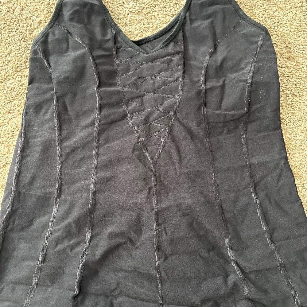 Charcoal Lace-Up Sleeveless Top